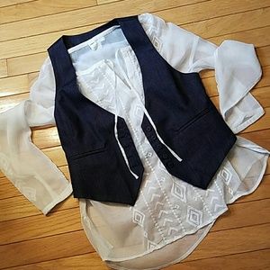 ❤Loft dark denim vest